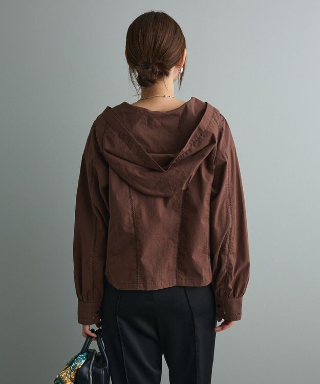 CRAFT STANDARD BOUTIQUE 梯子レースフード付きブラウス Brown