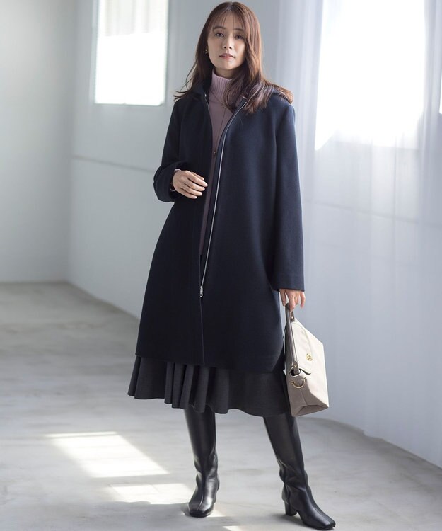 組曲 【WEB限定カラーあり】ウールライクストレッチ フレアスカート チャコールグレー系