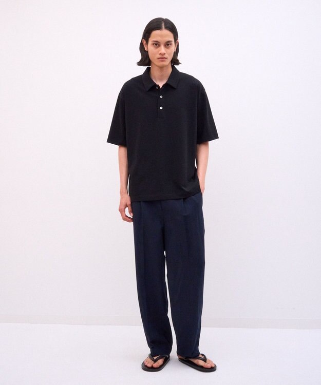 ATON FRESCA PLATE | ルーズフィットポロシャツ - UNISEX BLACK