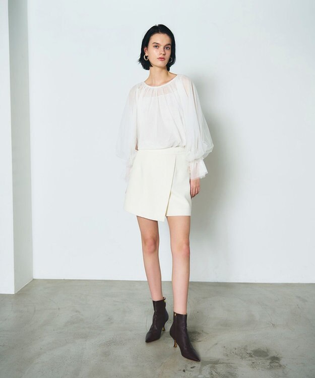 GRACE CONTINENTAL ツイードラップショートパンツ ホワイト