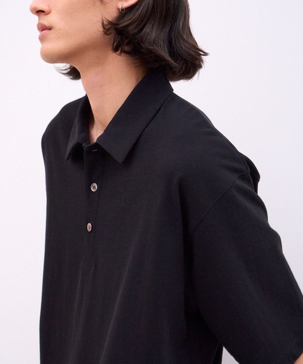 ATON FRESCA PLATE | ルーズフィットポロシャツ - UNISEX BLACK