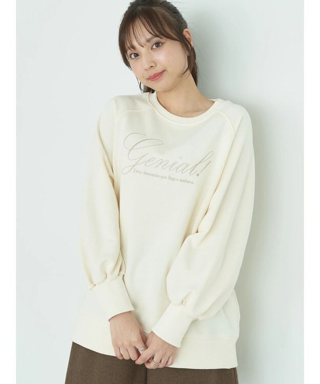 earth music&ecology 裏毛ロゴチュニック Ivory