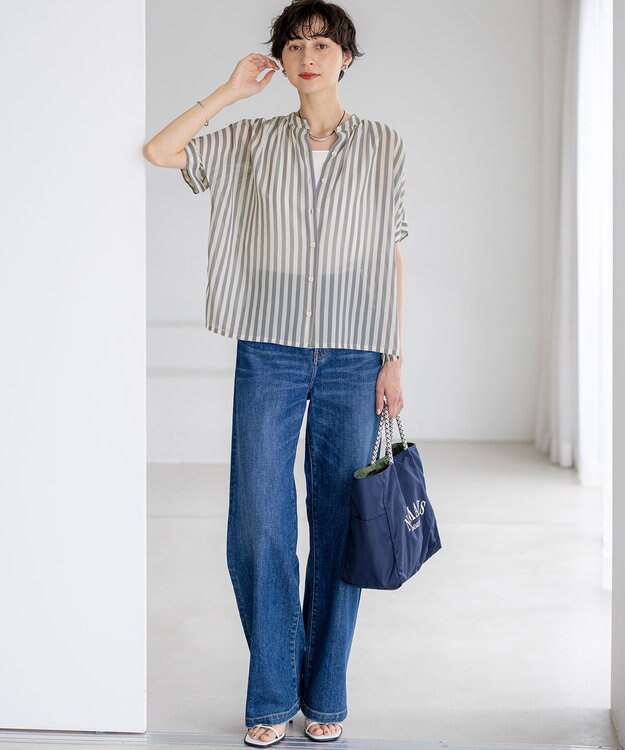 23区 S 【滝沢眞規子さん着用/VERY掲載/洗える】23区DENIM ストレッチ ワイドパンツ ウォッシュドブルー系