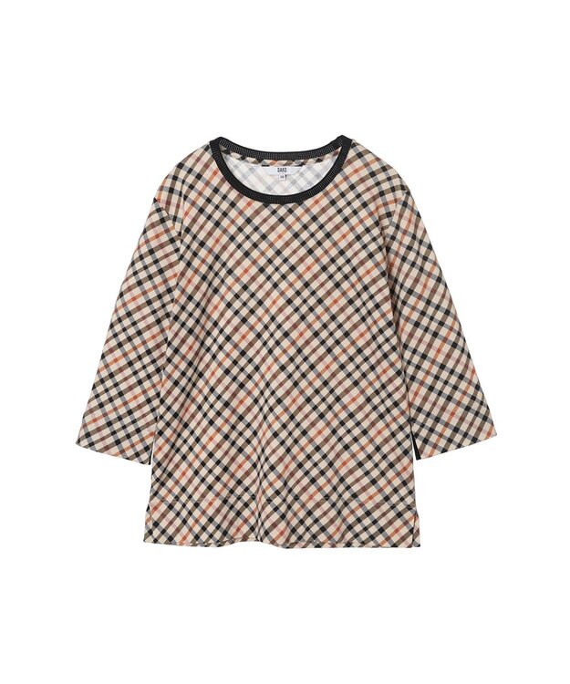 DAKS チェックプリント七分袖Tシャツ ハウスチェック
