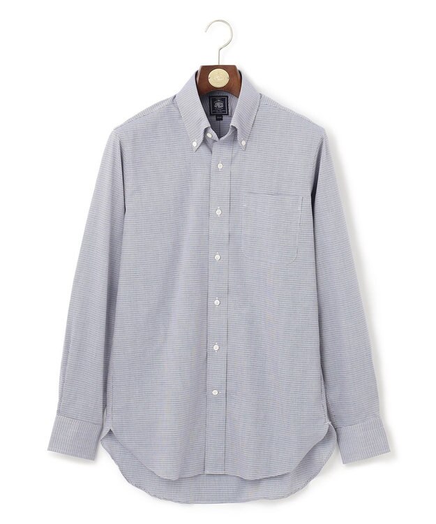 J.PRESS MEN 【PREMIUM PLEATS / 形態安定】PANAMAミニチェックシャツ/ B.D. ライトグレー系3