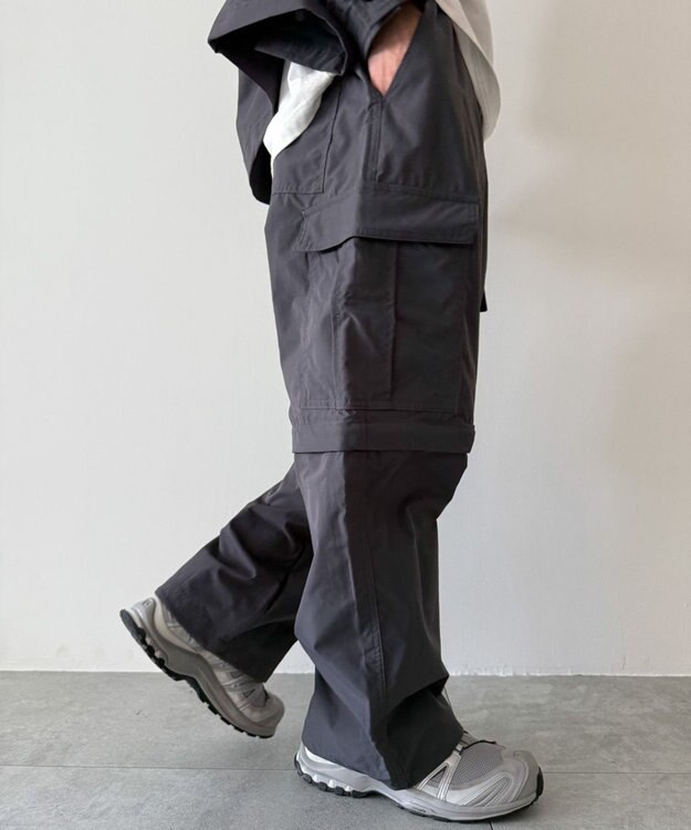 WEGO 【セットアップ対応ITEM】2WAYリップストップカーゴパンツ グレー