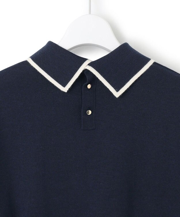 23区 S 【洗える】ウーステッドウール ポロニット ネイビー系