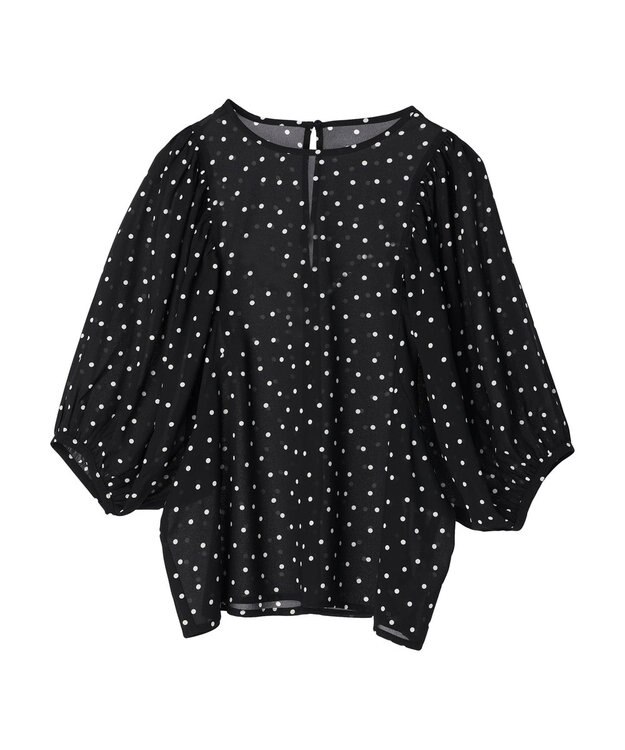 AMERICAN HOLIC ギャザースリーブドットブラウス Black