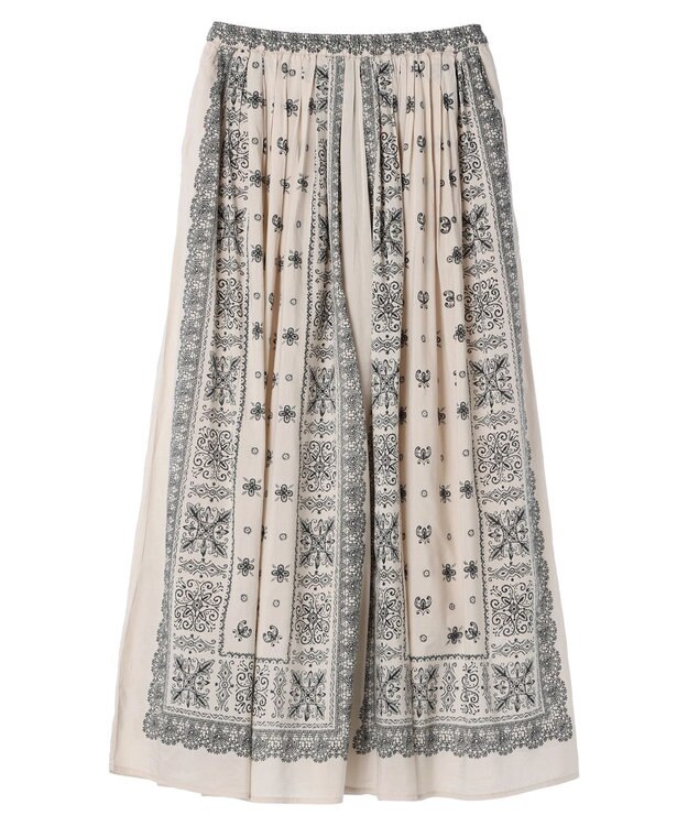 CRAFT STANDARD BOUTIQUE パネル柄マキシギャザースカート Light Beige