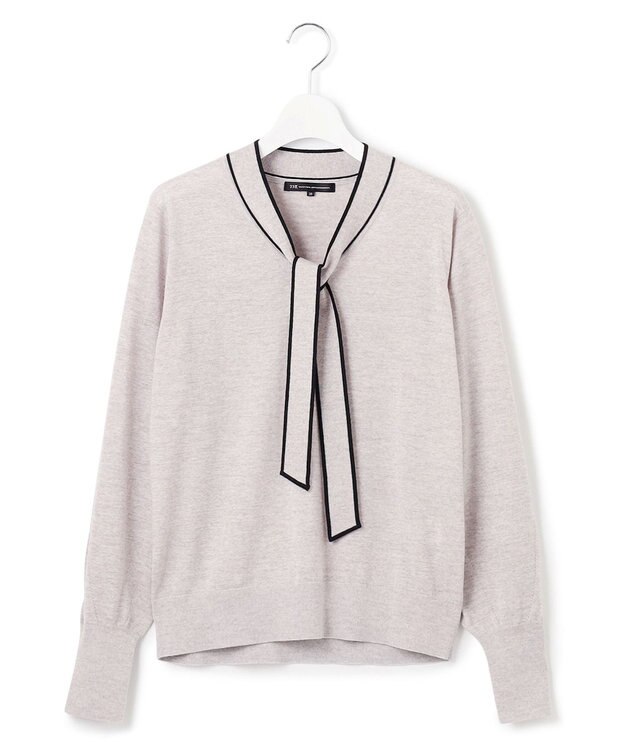 23区 【洗える】ウーステッドウール ボウタイ ニット ベージュ系