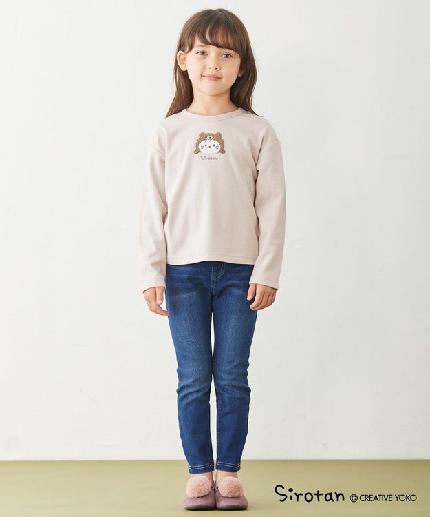 ANY KIDS 【しろたん×any FAM】しろたんサガラ刺繍長袖Tシャツ ベージュ