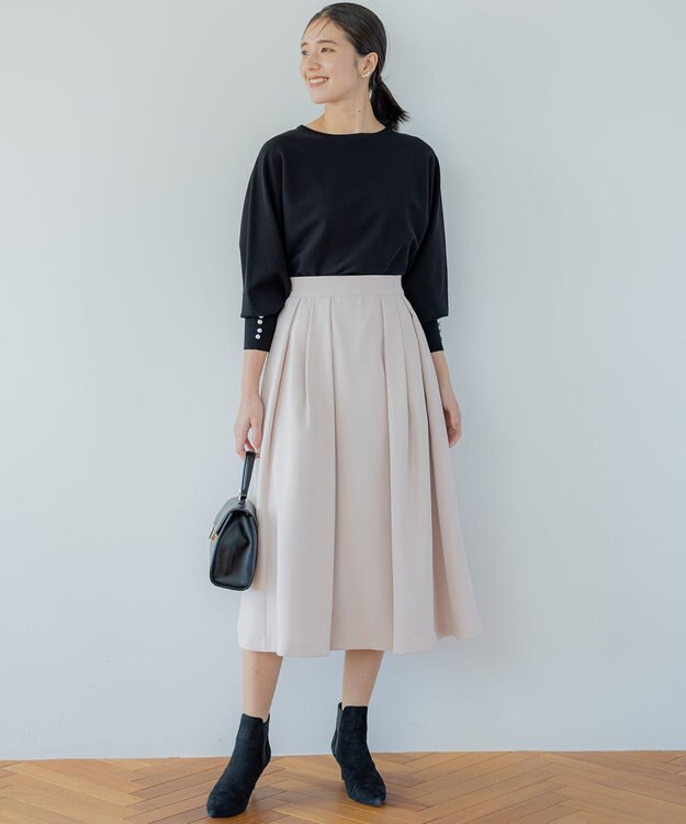 組曲 【洗える・4色展開】ウーステッドライクギャバ スカート ピンクベージュ系