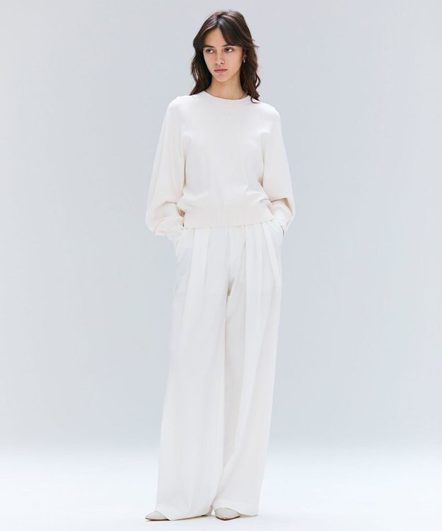 BEIGE， 【洗える】LAURA / ドライタッチバックジップニット Ecru