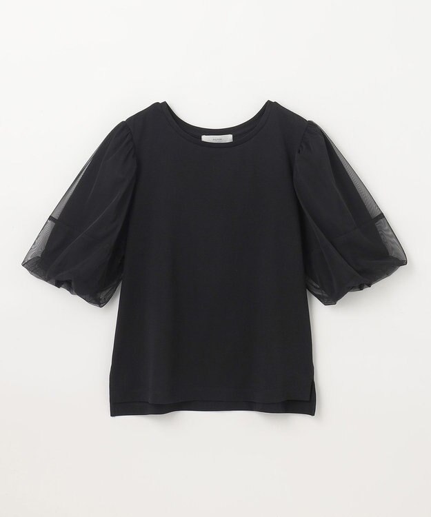 ANY チュールコンビパフスリーブプルオーバー ブラック