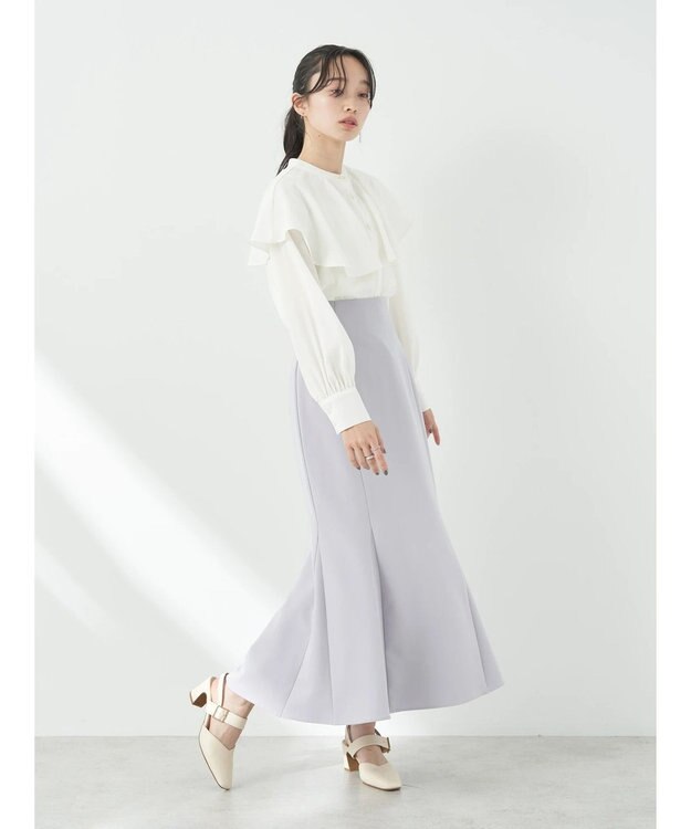 earth music&ecology ケープカラーブラウス Off White