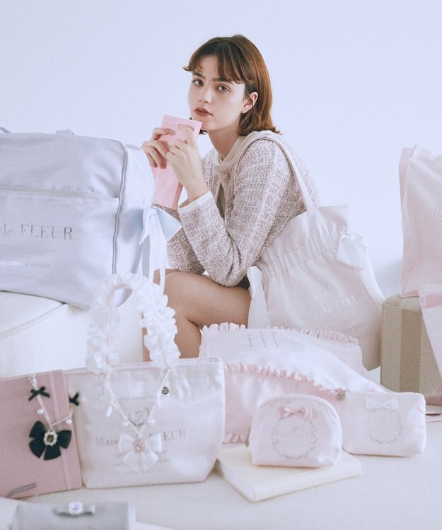 Maison de FLEUR サテンリボンティッシュケース Light Pink