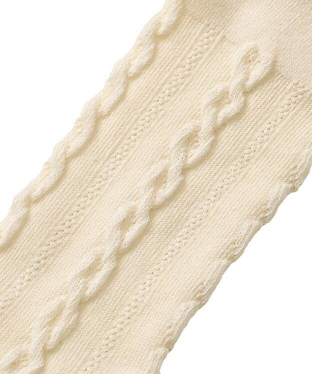 MIKI HOUSE HOT BISCUITS 【70-120cm】 ケーブル柄タイツ アイボリー