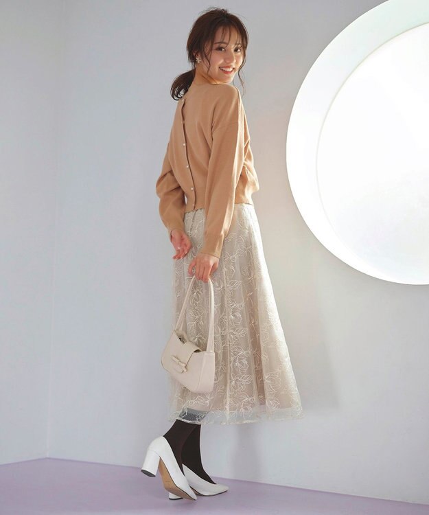 Feroux 【洗える】2WAY パールボタン カーディガン ベージュ系