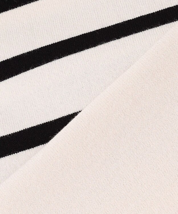 UNFILO L マイビューティニット ワイドクルーネック グレージュボーダー