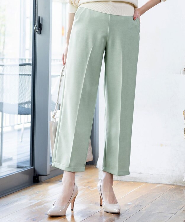Tiaclasse 【日本製・洗える】麻調ワイドパンツ ミント