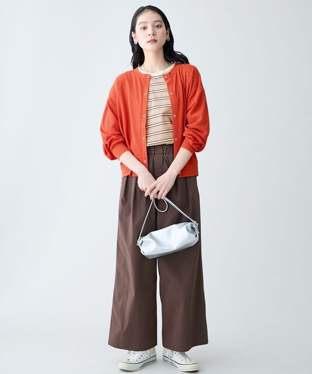 ANY シアーワッフルカーディガン オレンジ