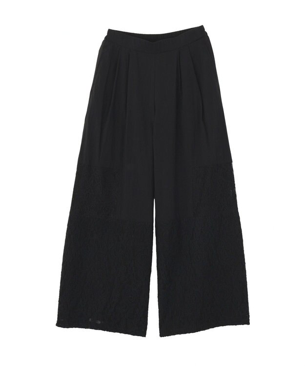 Green Parks 裾レースドッキングパンツ Black