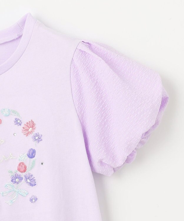 ANY KIDS フラワー 刺繍 Tシャツ ラベンダー