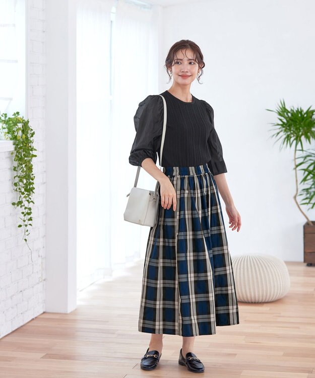 Tiaclasse 【洗える】袖ドッキングリブニットトップス ブラック