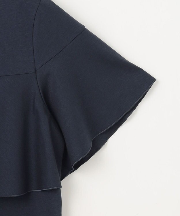 自由区 S 【接触冷感・UVカット・吸水速乾・抗菌防臭・洗える】ハイツイストポンチフレアディティール カットソー ネイビー