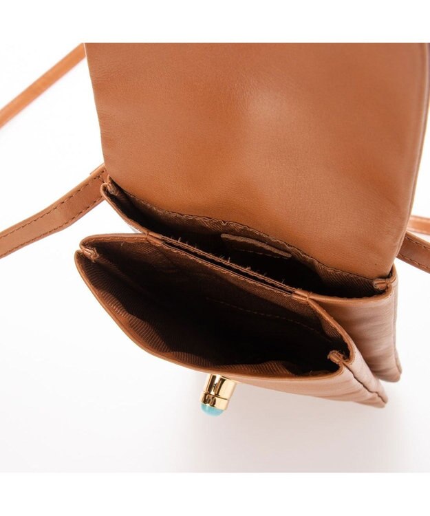 UNBILLION ペルケ perche ジェムストーンヒネリモバイルショルダー キャメル