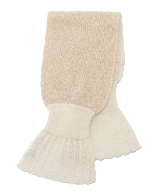 MOONBAT mila schon カシミヤ100%レーシーニットプチマフラー ベージュ