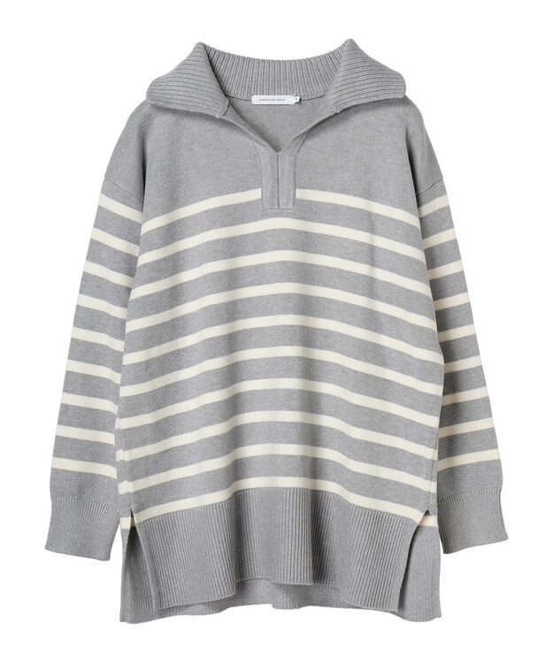 AMERICAN HOLIC バイパチ衿付きニットチュニック Light Gray Mixture