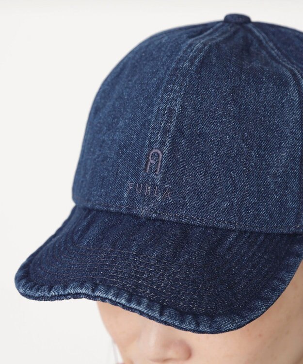 MOONBAT FURLA(フルラ)デニムキャップ  UVカット 帽子 ネイビーブルー