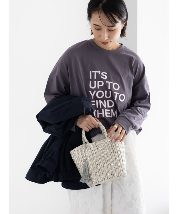 Te chichi エンブロイダリーロゴTシャツ チャコールグレー