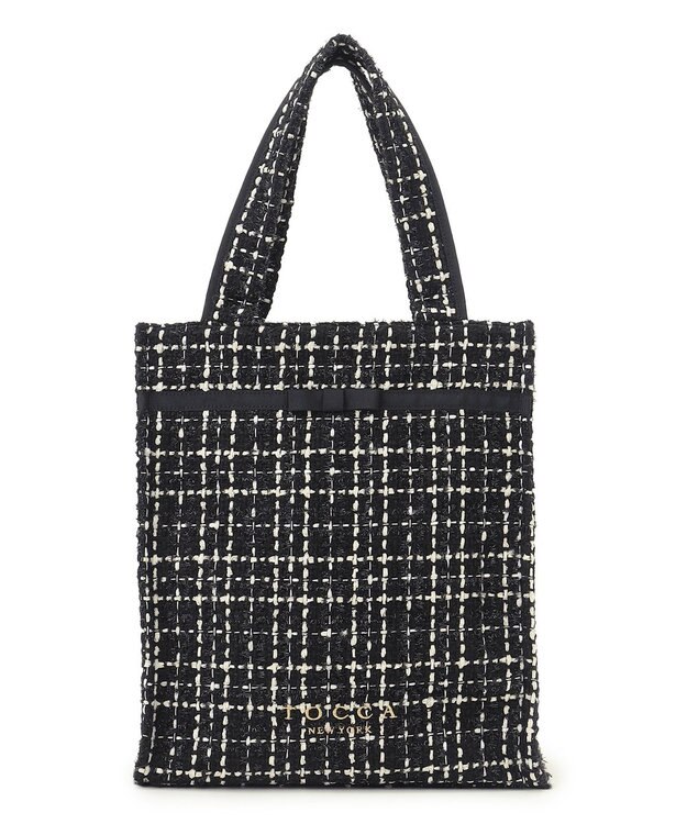 TOCCA 【キャンセル分販売！】【A4サイズ対応】COLOR OF GLORY CUSTOMIZED BAG カスタマイズ トートバッグ ブラックツイード×細リボン