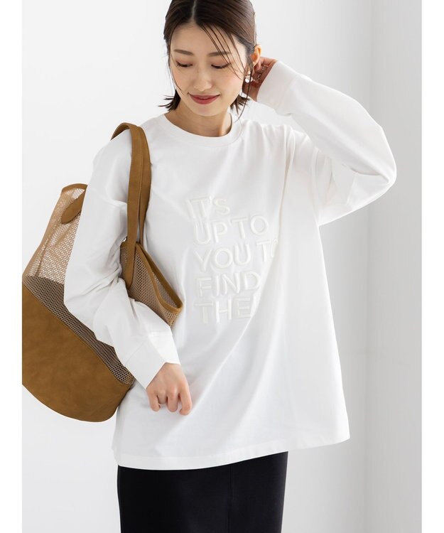 Te chichi エンブロイダリーロゴTシャツ アイボリー