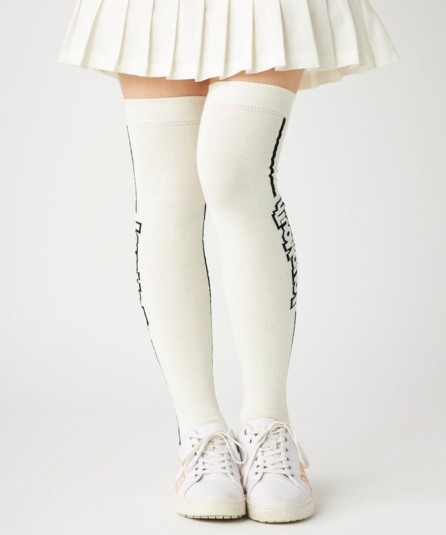 FILA GOLF／marie claire 【LOUDMOUTH】ロゴ入りニーハイソックス Off White