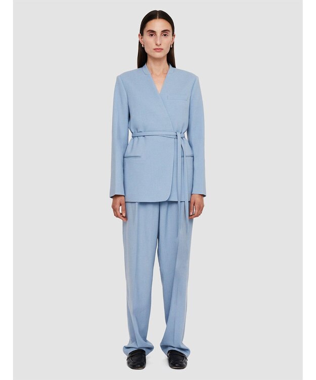 JOSEPH テーラリングクレープ　ノーカラージャケット Faded Sky