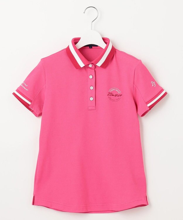23区GOLF 【WOMEN】【UVケア・吸水速乾】ハニカムカノコ 半袖ポロシャツ ピンク系