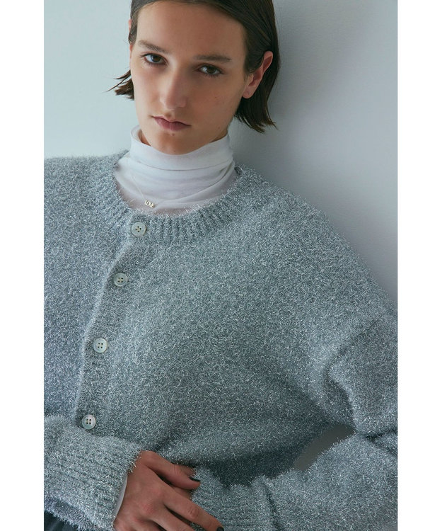 NAVE 【Nave・洗える】ラメニット カーディガン シルバー系