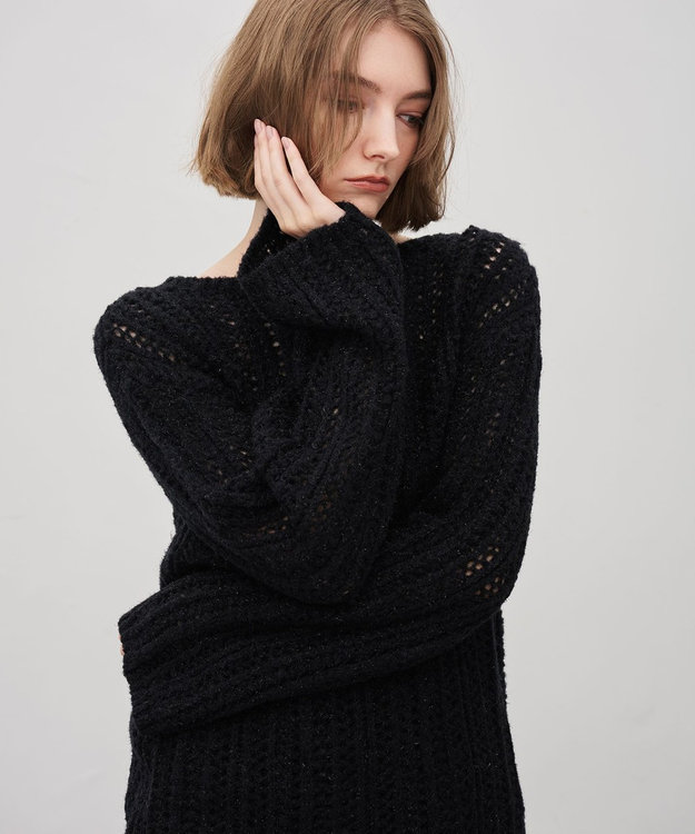 uncrave フィラメントモヘアニット プルオーバー ブラック