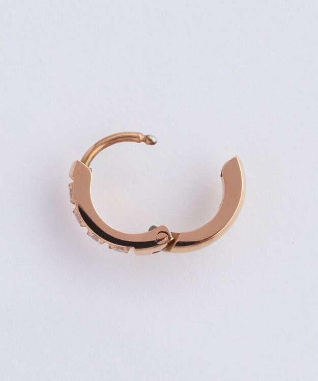 Phoebe 【金属アレルギー対応】ワンタッチビジューフープミニピアス(片耳)/サージカルステンレス ローズゴールド ローズゴールド