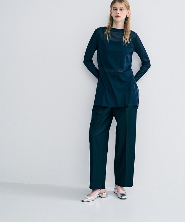 uncrave トリコットシフォン カシュクールトップス ネイビー