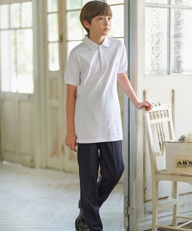 J.PRESS KIDS 【140-170cm】40/2鹿の子 半袖 ポロシャツ ホワイト系