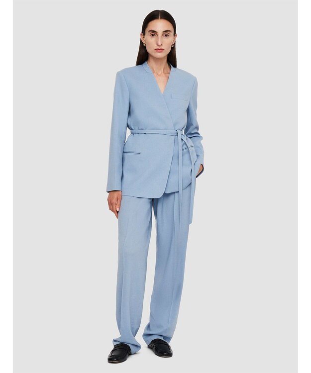 JOSEPH テーラリングクレープ　ノーカラージャケット Faded Sky