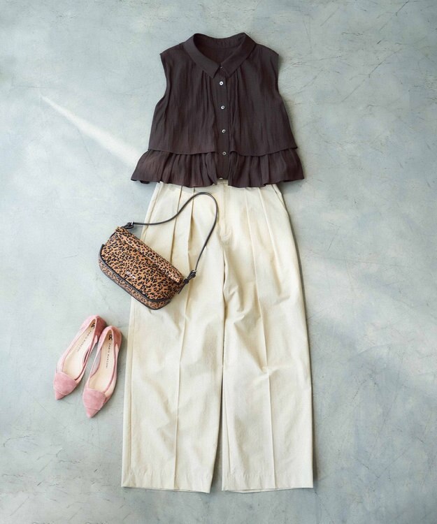 組曲 【入江未悠さんコラボ】ギャザーライトデシンティアード ブラウス チョコレートブラウン系