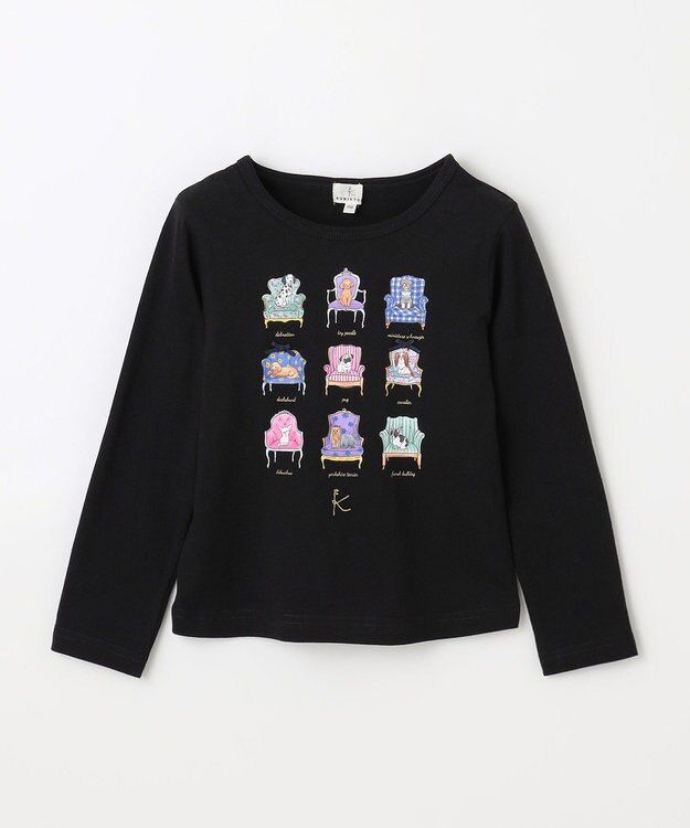 組曲 KIDS 【110-140㎝】アラカルトドッグ Tシャツ ブラック