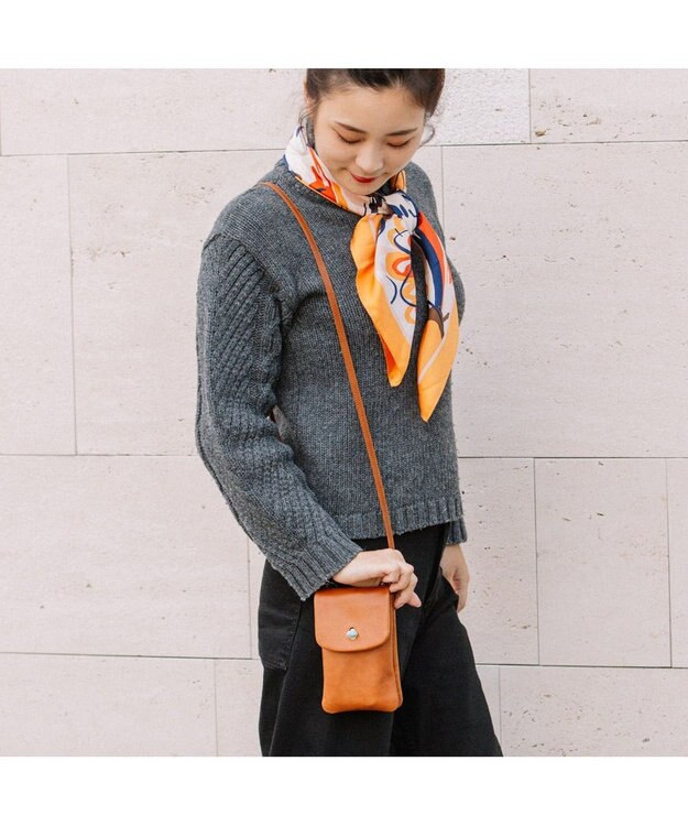 UNBILLION ペルケ perche ジェムストーンヒネリモバイルショルダー キャメル