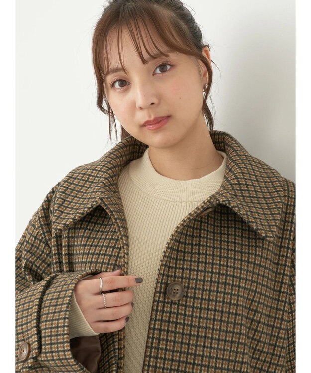 earth music&ecology ステンカラーコート（チェック） Check