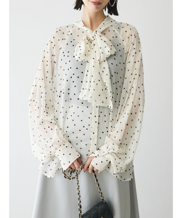 Green Parks AnriettMusee シアーボウタイブラウス Dot